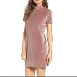 Madewell velvet dusty pink mini baby doll dress y2k